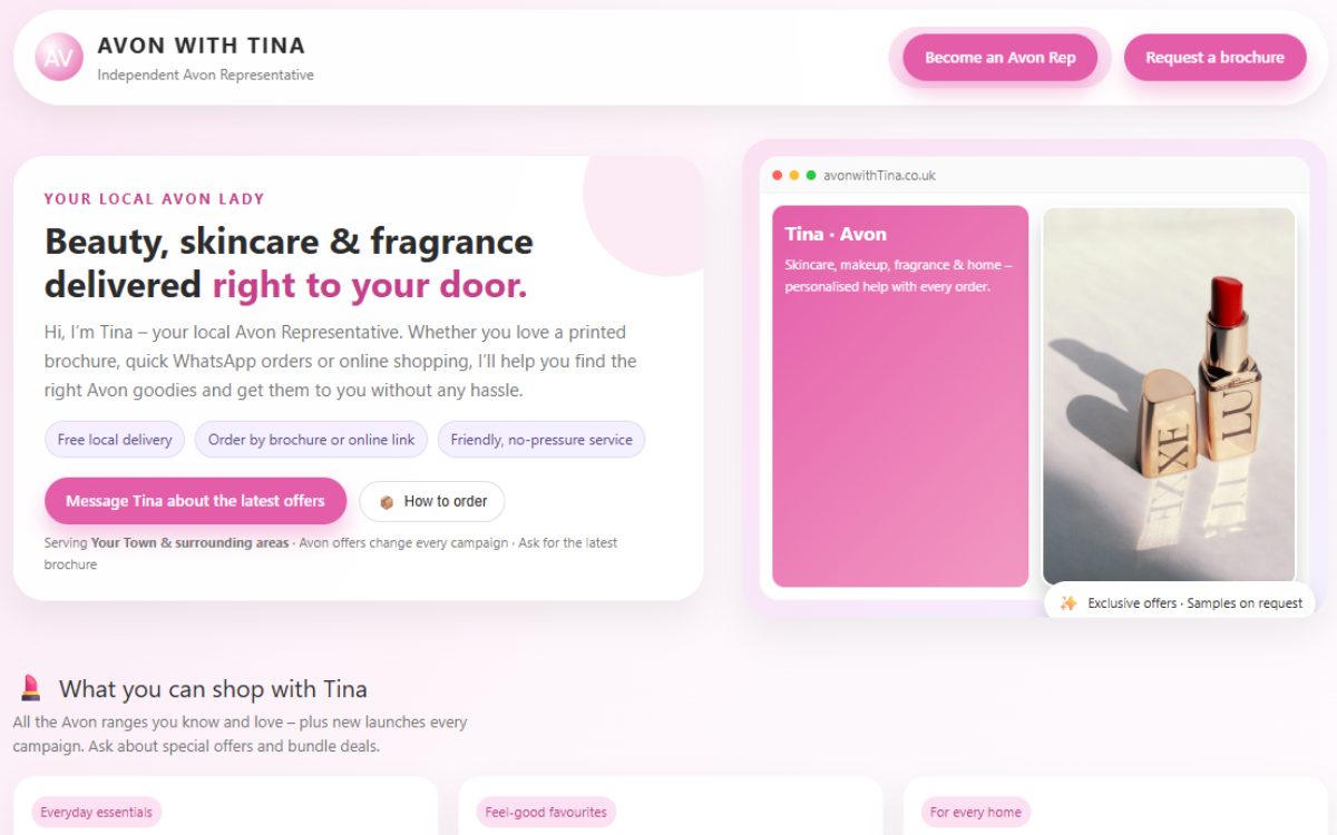 Avon With Tina website